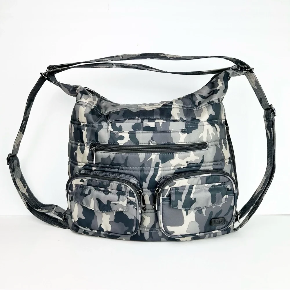 Lug Zipliner Camo Hobo Crossbody Lightweight Convertible Travel Organizer Bag